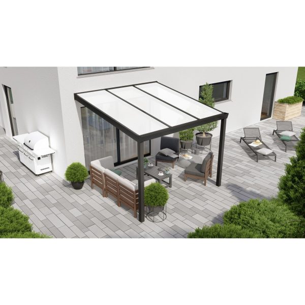 Terrassenüberdachung Professional 300 cm x 300  cm Schwarz Struktur PC Opal