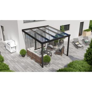 Terrassenüberdachung Professional 300 cm x 350 cm Schwarz Struktur Glas