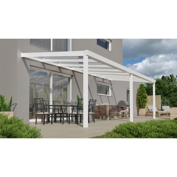 Terrassenüberdachung Professional 700 cm x 350 cm Weiß PC Klar