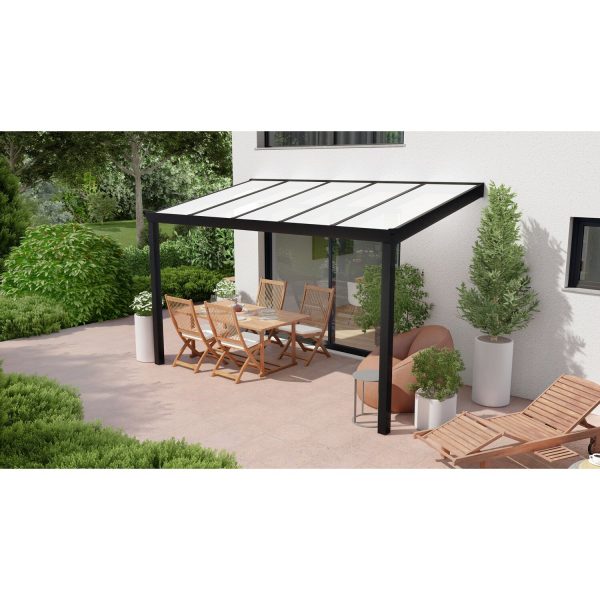 Terrassenüberdachung Professional 400 cm x 200 cm Schwarz Struktur PC Opal