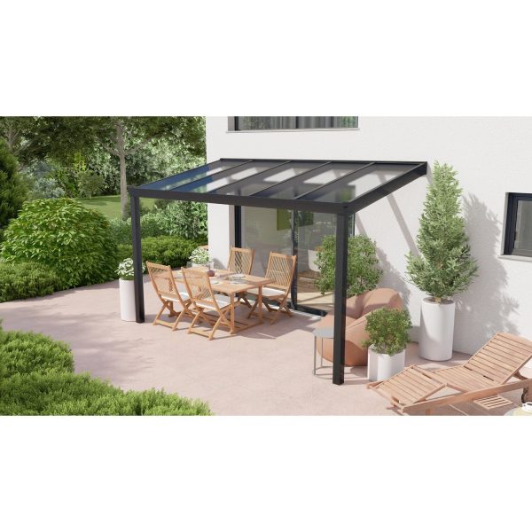 Terrassenüberdachung Professional 400 cm x 250 cm Schwarz Struktur Glas