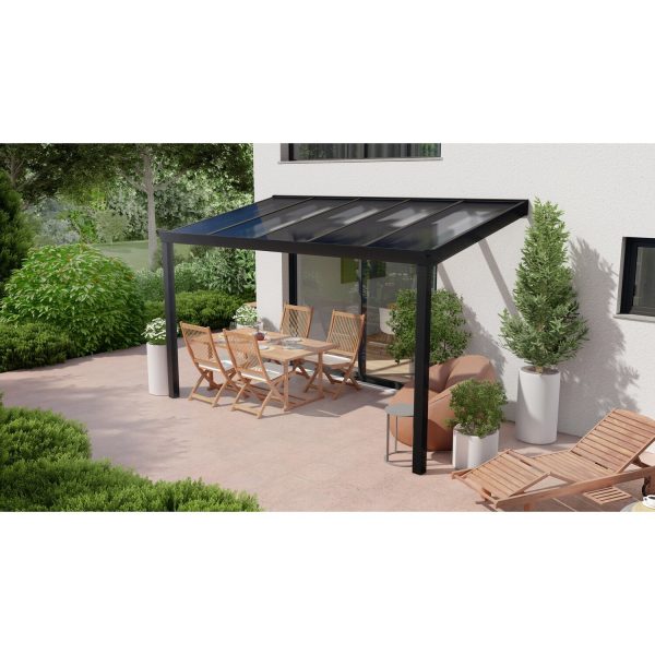 Terrassenüberdachung Professional 400 cm x 250 cm Schwarz Struktur PC Klar