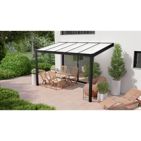 Terrassenüberdachung Professional 400 cm x 250  cm Schwarz Struktur PC Opal