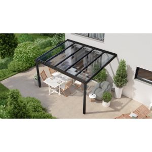Terrassenüberdachung Professional 400 cm x 300 cm Schwarz Struktur PC Klar