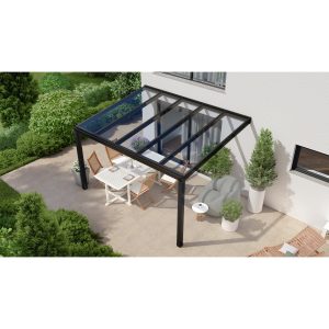 Terrassenüberdachung Professional 400 cm x 350 cm Schwarz Struktur Glas