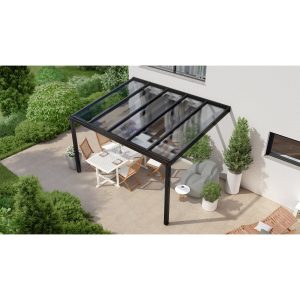 Terrassenüberdachung Professional 400 cm x 350 cm Schwarz Struktur PC Klar