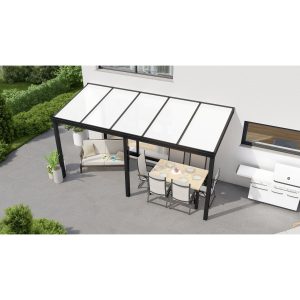 Terrassenüberdachung Professional 500 cm x 200 cm Schwarz Struktur PC Opal