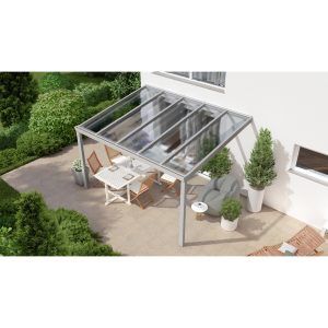 Terrassenüberdachung Professional 400 cm x 300 cm Grau Struktur PC Klar