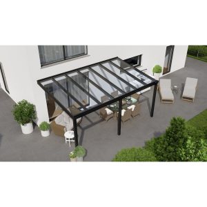 Terrassenüberdachung Professional 500 cm x 350 cm Schwarz Struktur Glas