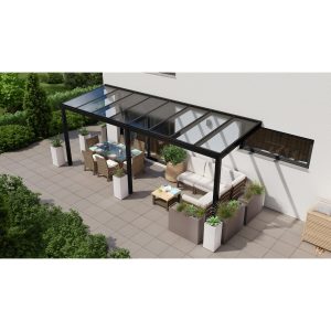 Terrassenüberdachung Professional 600 cm x 200 cm Schwarz Struktur Glas