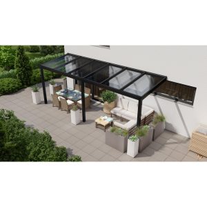 Terrassenüberdachung Professional 600 cm x 200 cm Schwarz Struktur PC Klar