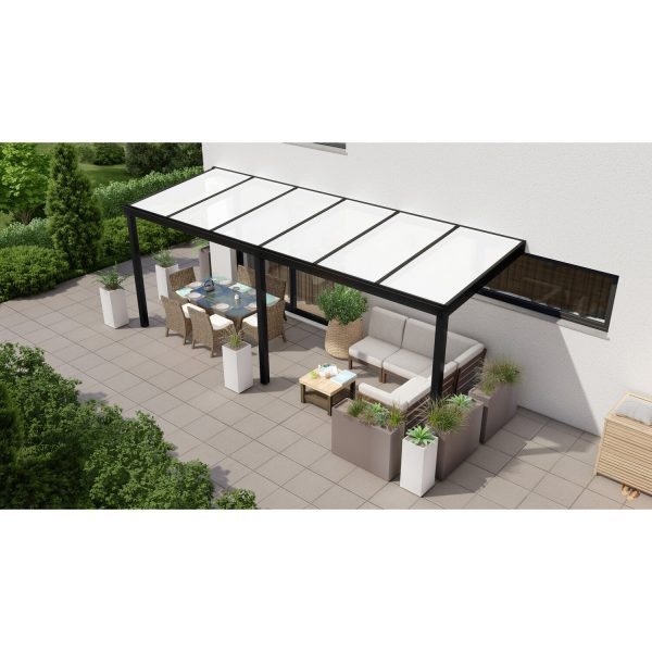 Terrassenüberdachung Professional 600 cm x 200 cm Schwarz Struktur PC Opal