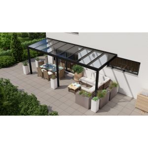 Terrassenüberdachung Professional 600 cm x 250 cm Schwarz Struktur Glas