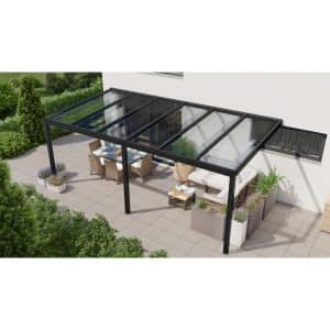 Terrassenüberdachung Professional 600 cm x 300 cm Schwarz Struktur PC Klar