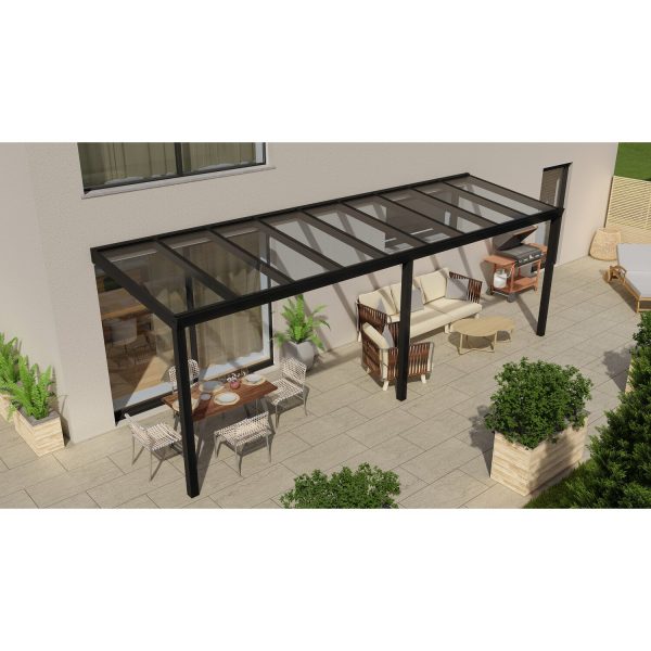 Terrassenüberdachung Professional 700 cm x 250 cm Schwarz Struktur Glas