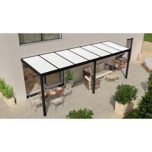 Terrassenüberdachung Professional 700 cm x 250 cm Schwarz Struktur PC Opal