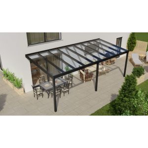 Terrassenüberdachung Professional 700 cm x 300 cm Schwarz Struktur Glas