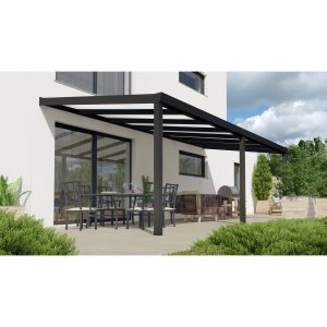 Terrassenüberdachung Professional 700 cm x 350 cm Schwarz Struktur PC Opal