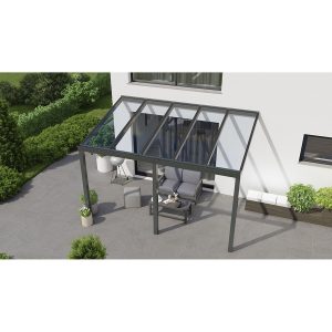 Terrassenüberdachung Basic 400 cm x 250 cm Anthrazit Glanz Glas