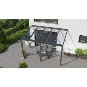 Terrassenüberdachung Basic 400 cm x 300 cm Anthrazit Glanz Glas