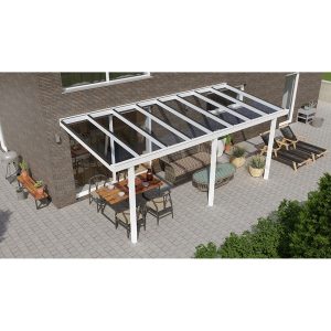 Terrassenüberdachung Basic 600 cm x 300 cm Weiß Glas