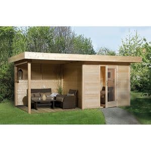 OBI Outdoor Living Holz-Gartenhaus/Gerätehaus Florenz B Gr. 3 Natur 530 cm x 240 cm