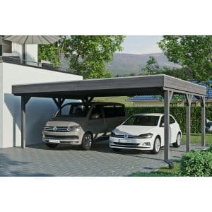 Skan Holz Carport Grunewald 622 cm x 554 cm mit EPDM-Dach Schiefergrau