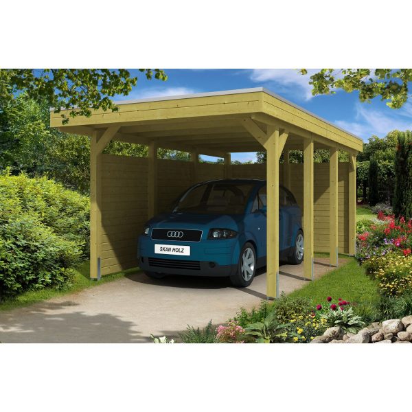 Skan Holz Flachdach-Einzelcarport Friesland B x T 314 cm x 555 cm Set 1