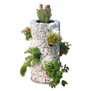 Bellissa Gabionen-Kräuterturm Ø 40 cm / Ø 26 cm x 80 cm