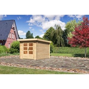 Karibu Holz-Gartenhaus/Gerätehaus Ängelholm 4 Natur 220 cm x 280 cm