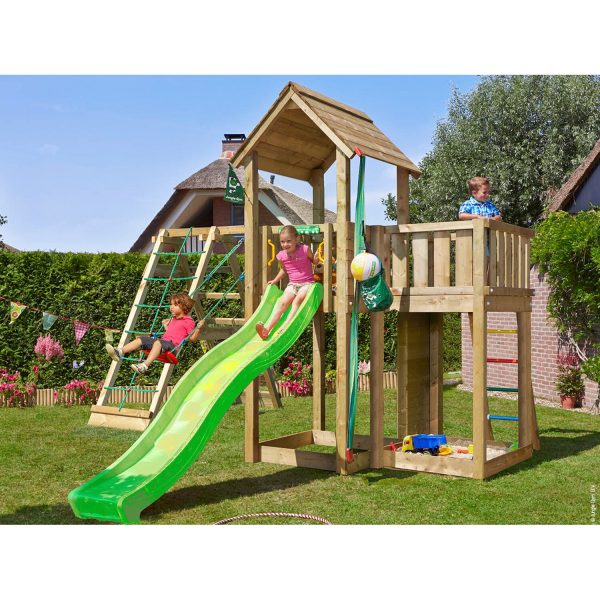 Jungle Gym Holzspielturm Mansion Klettergerüst mit Rutsche Grün