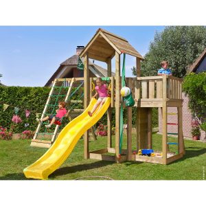 Jungle Gym Holzspielturm Mansion Klettergerüst mit Rutsche Gelb