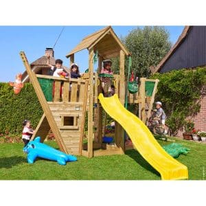 Jungle Gym Holzspielturm Mansion Boat mit Rutsche Gelb