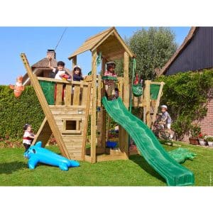 Jungle Gym Holzspielturm Mansion Boat mit Rutsche Dunkelgrün