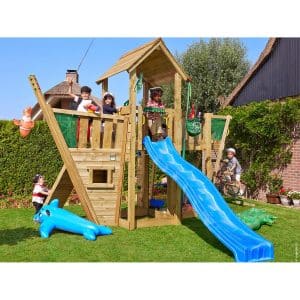 Jungle Gym Holzspielturm Mansion Boat mit Rutsche Blau