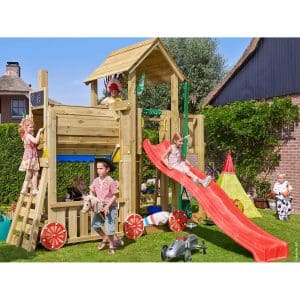 Jungle Gym Holzspielturm Mansion Zug mit Rutsche Rot