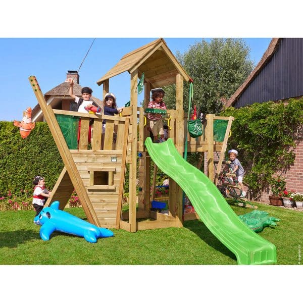 Jungle Gym Holzspielturm Mansion Boat mit Rutsche Grün
