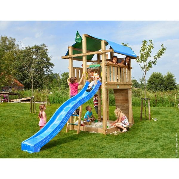 Jungle Gym Holzspielturm Fort mit Rutsche Blau