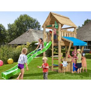 Jungle Gym Holzspielturm Cabin Mini Market mit Rutsche Grün