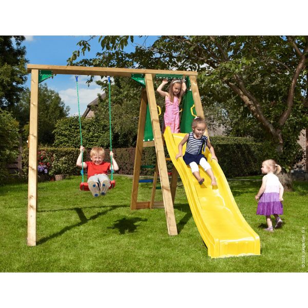 Jungle Gym Schaukel Peak mit Rutsche Gelb 220 cm x 240 cm x 370 cm