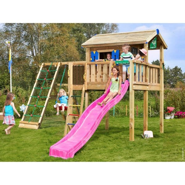 Jungle Gym Spielhaus XL Klettergerüst mit Rutsche Fuchsia
