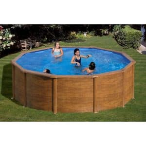 Summer Fun Stahlwand Pool-Set Holz-Dekor RHODOS Aufstellb. rund Ø 460 x 120cm