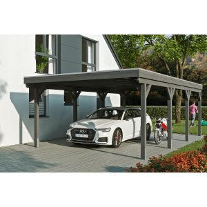 Skan Holz Carport Grunewald 427 cm x 796 cm mit EPDM-Dach Schiefergrau