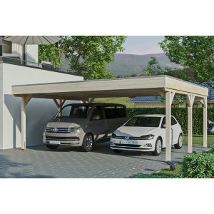 Skan Holz Carport Grunewald 622 cm x 554 cm mit EPDM-Dach Natur