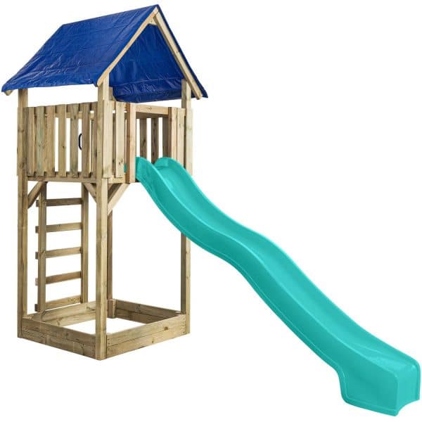 SwingKing Spielturm Lisa mit Rutsche Türkis 121 cm x 350 cm x 297 cm