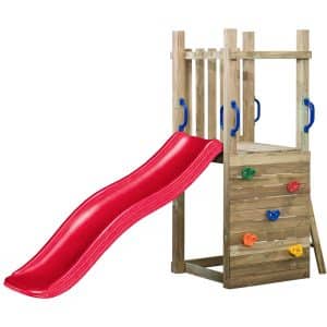 SwingKing Spielturm Irma mit Rutsche Rot 70 cm x 160 cm x 175 cm