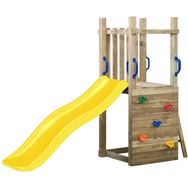 SwingKing Spielturm Irma mit Rutsche Gelb 70 cm x 160 cm x 175 cm