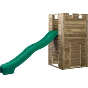 SwingKing Spielturm Lancelot mit Rutsche Grün 110 cm x 110 cm x 195 cm