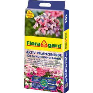 Floragard Aktiv Pflanzenerde für Balkon und Geranien 1 x 20 l