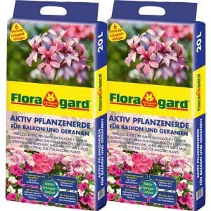 Floragard Aktiv Pflanzenerde für Balkon und Geranien 2 x 20 l